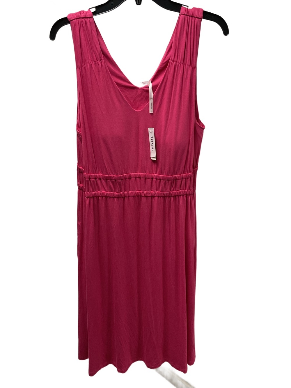 New Soma Hot Pink Gathered-Strap, Double Elastic Waist, Shelf Bra & Pockets